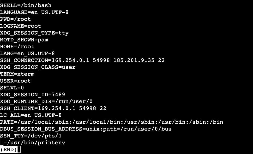 A simplified output of shell environment variables