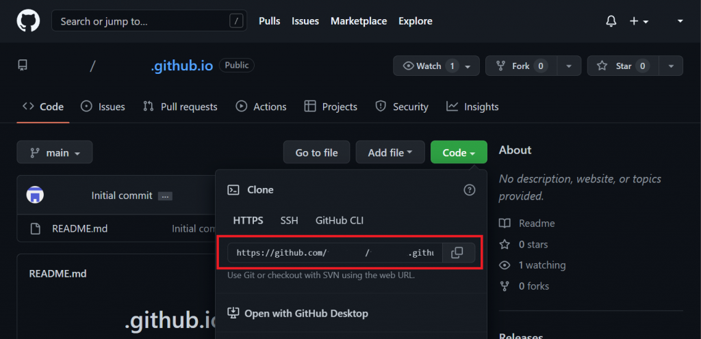 Copying a GitHub repository's URL.
