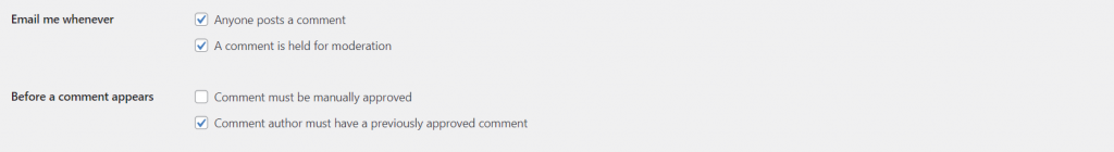 Enabling the Comment author must have a previously approved comment option on WordPress.