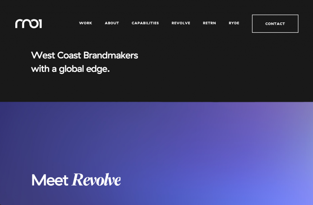 RNO1, a design and digital branding agency, homepage