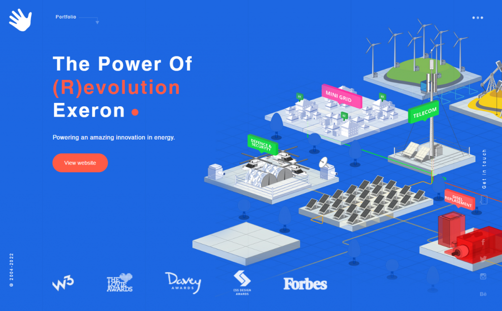 A closer look at Exeron's homepage on eDesign Interactive's portfolio page