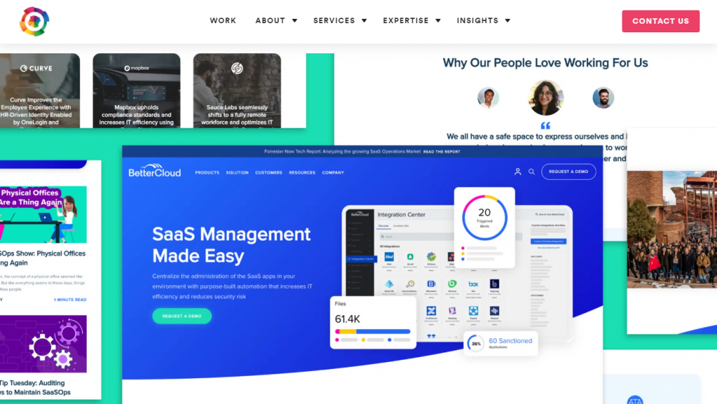 A glance of BetterCloud's web design by Huemor