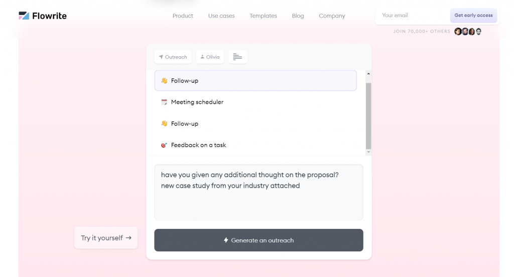 Flowrite's follow-up message generator