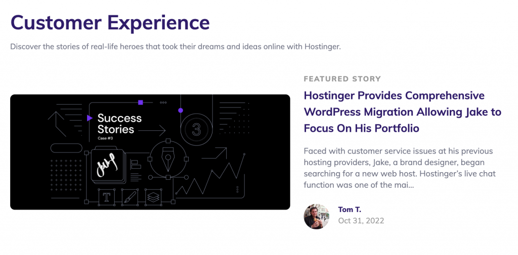 Hostinger's Customer Experience blog page