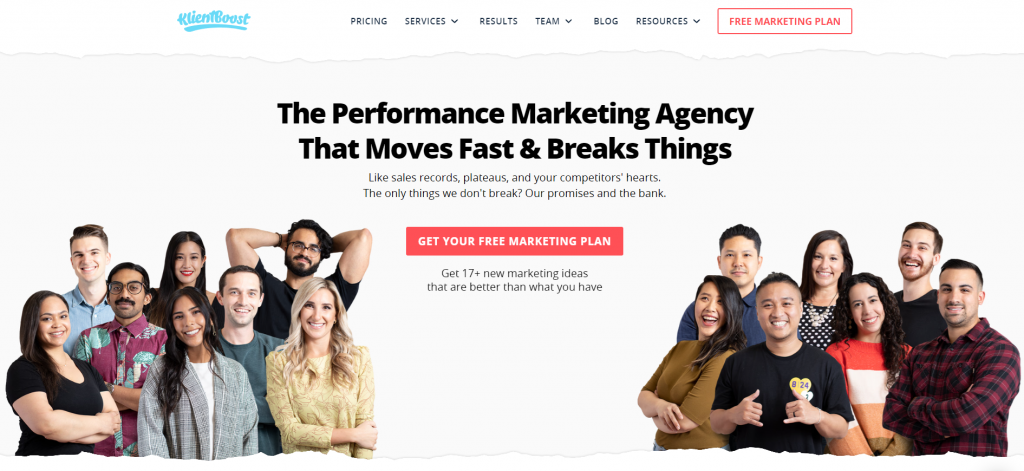 KlientBoost's website