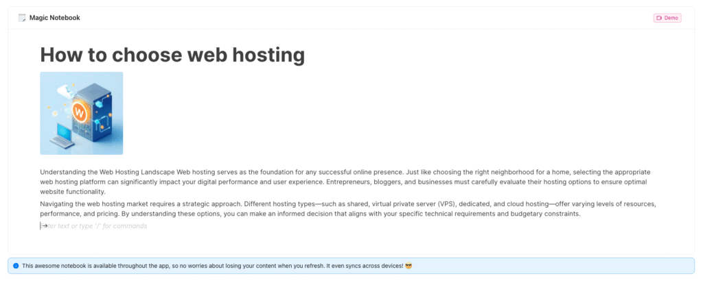 1minAI Magic Notebook editor