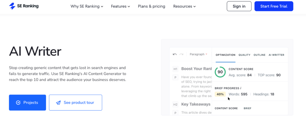 SE Ranking AI writer