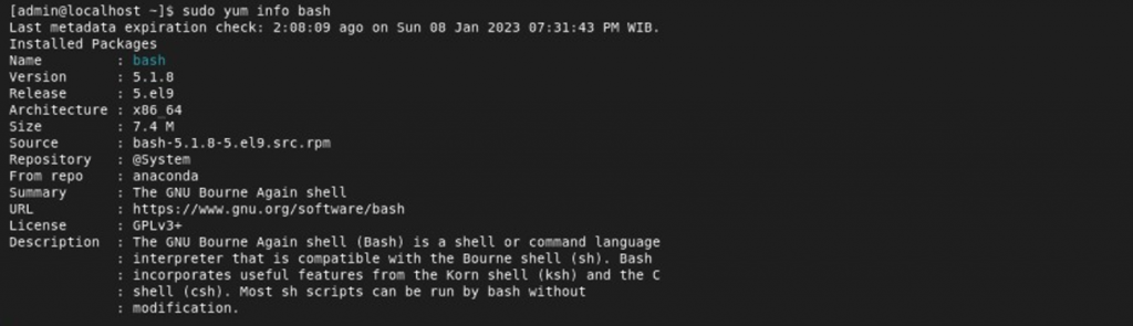 Terminal returns a queried package license