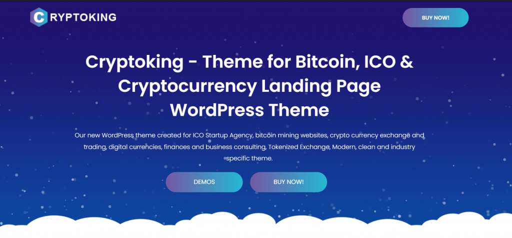La page de prévisualisation de Cryptoking, un thème WordPress.