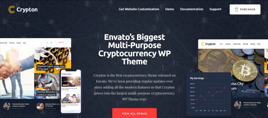 La page de prévisualisation de Crypton, un thème WordPress