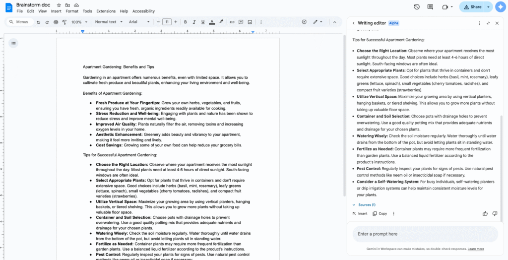 Gemini in Google Docs