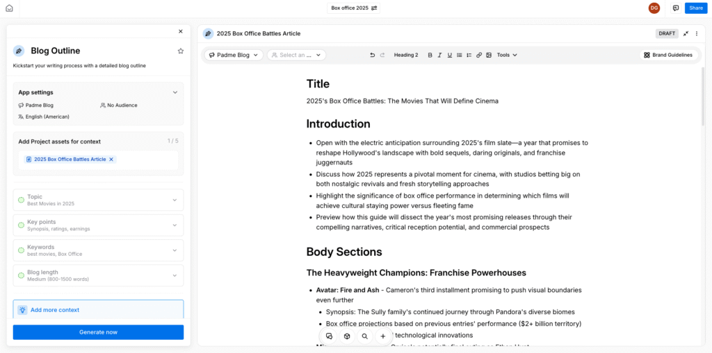 Jasper document editor with a sidebar showing App settings