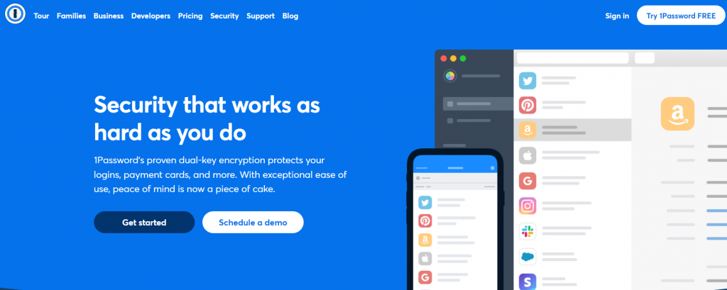 1Password's homepage