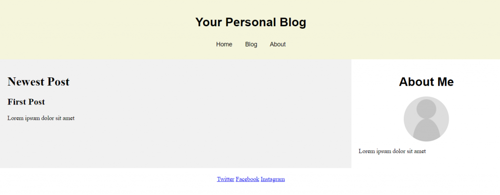 An HTML website with CSS layout and styling