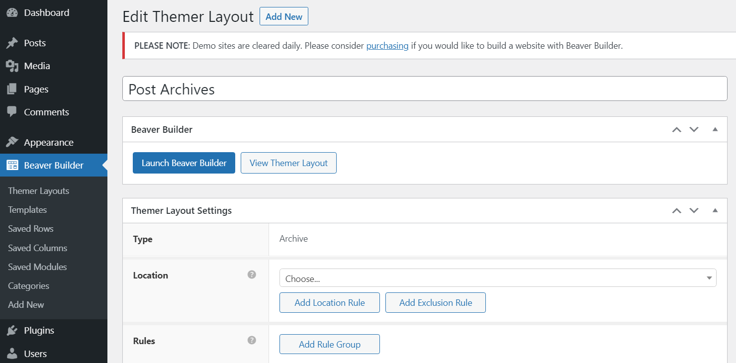 Beaver Themer interface