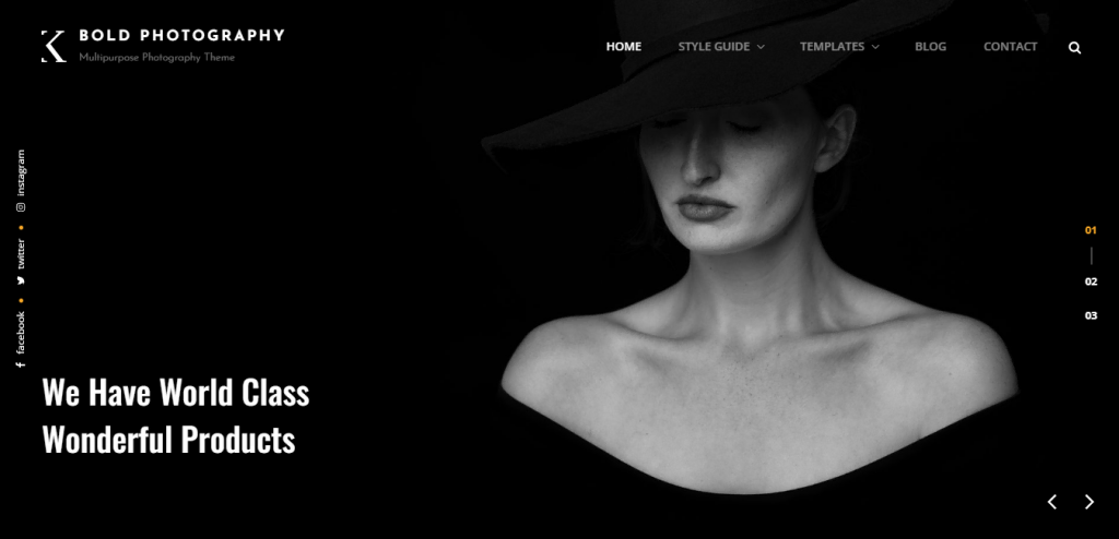 Thème WordPress Bold Photography pour photographe
