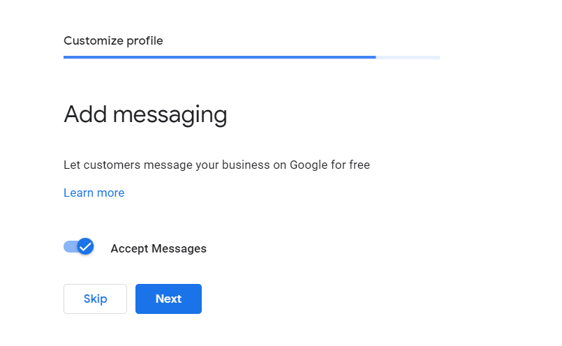 Add a messaging feature to your GMB listing with a toggle switch.
