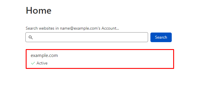 The Home page on Cloudflare with a domain highlighted