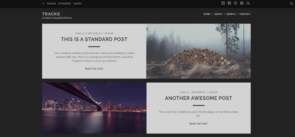 Thème WordPress Tracks pour photographe