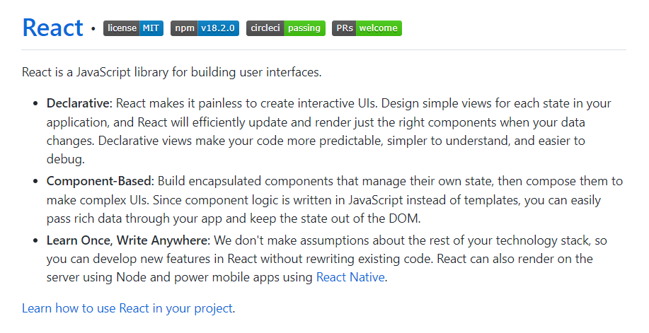 facebook/react GitHub repository