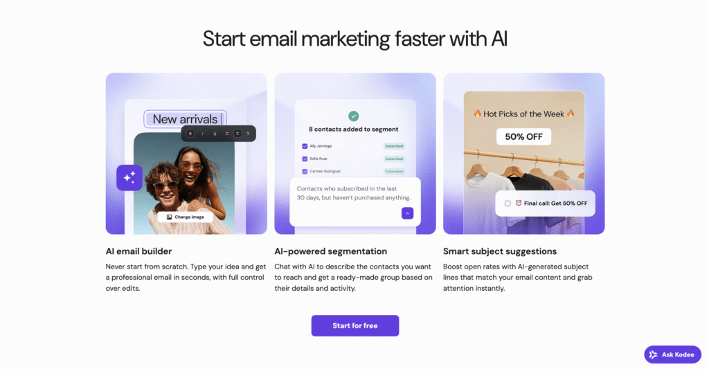 Hostinger Reach's landing page