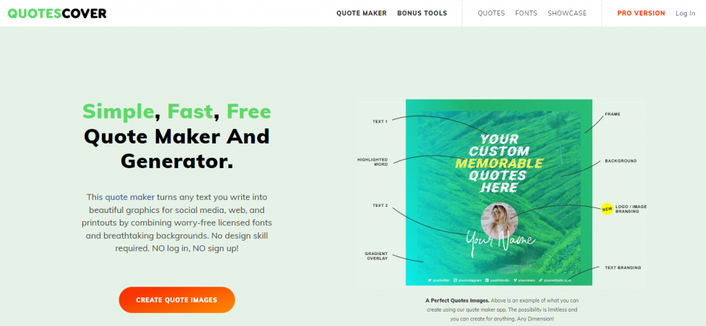 Quotes Cover website homepage