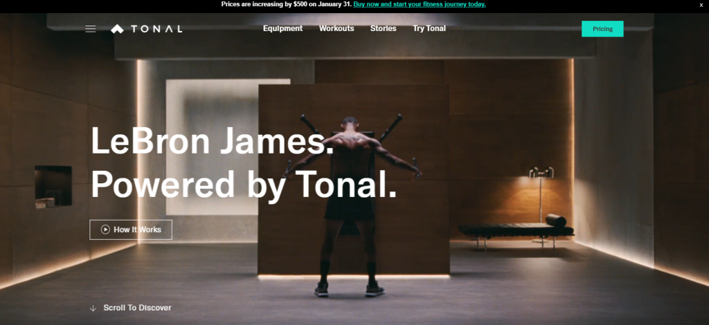 Tonal website homepage