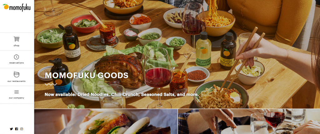 Momofuku website homepage