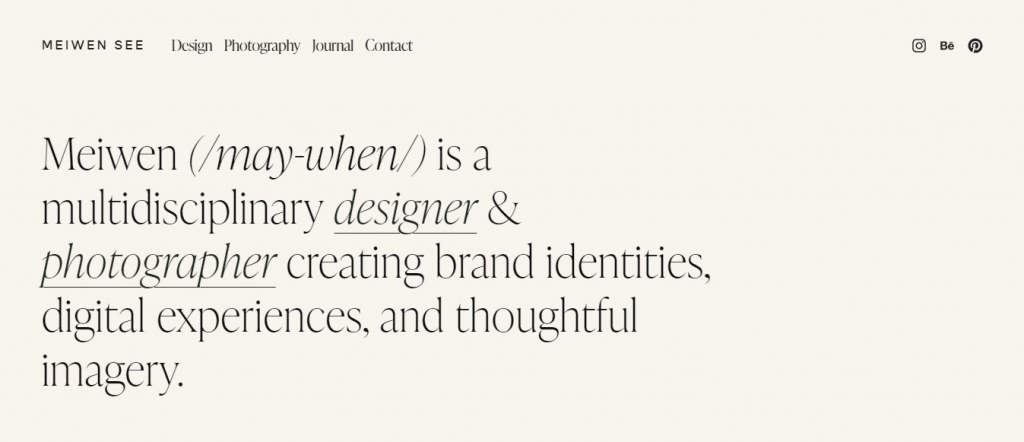 La page d'accueil du site web de Meiwen