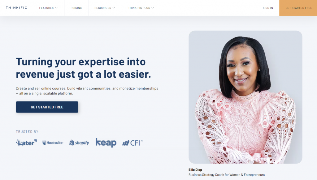 Thinktific, an online course creation site for turning your expertise into a profitable online business.