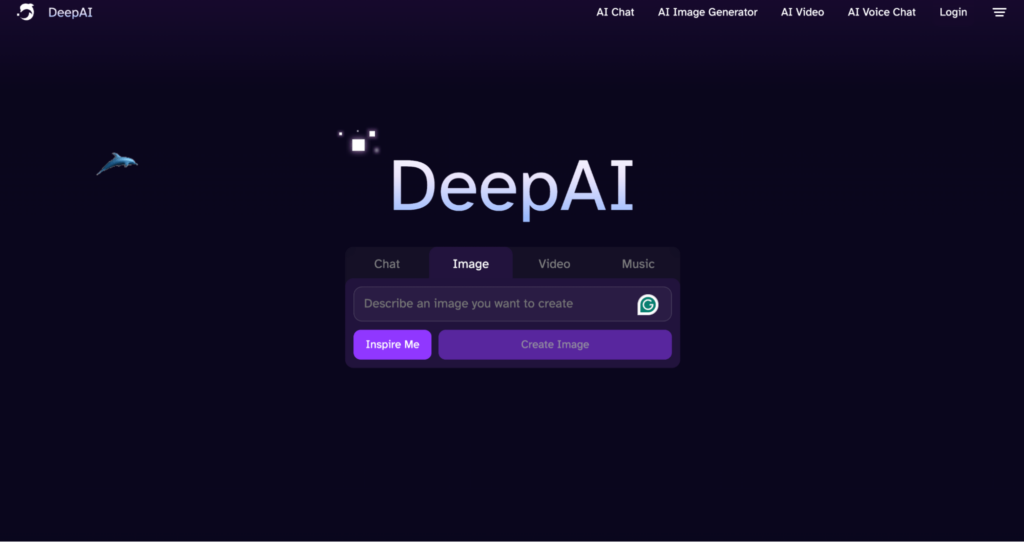 DeepAI landing page