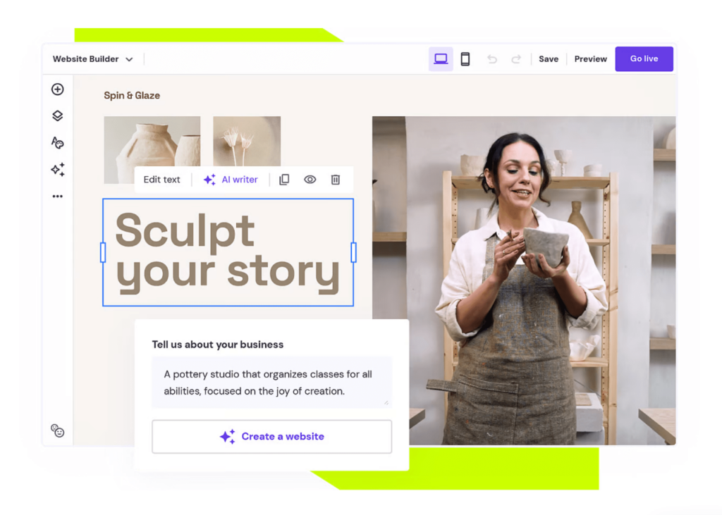 Hostinger Website Builder mockup