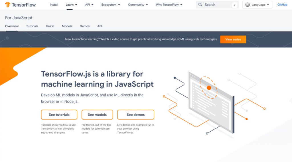TensorFlow landing page