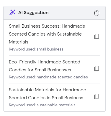 AI tool suggesting meta titles for website on Hostinger Website Builder