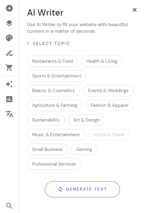 AI Writer feature on Hostinger Website Builder.