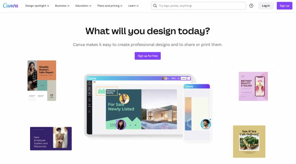 Canva landing page