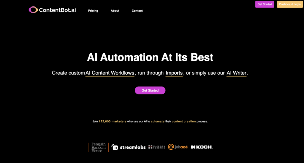 ContentBot landing page