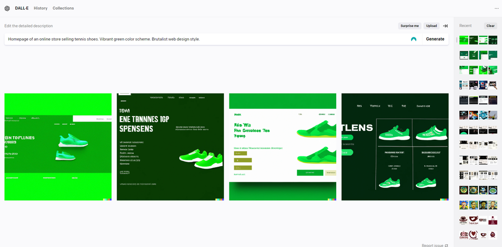 Example of web design ideas generated by DALL-E