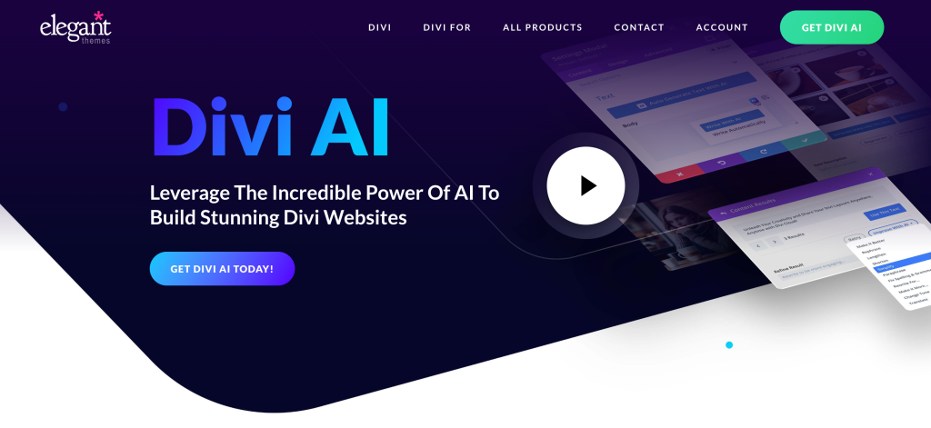 Divi AI homepage