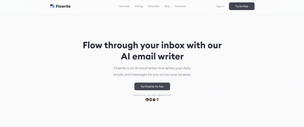 The homepage of Flowrite.