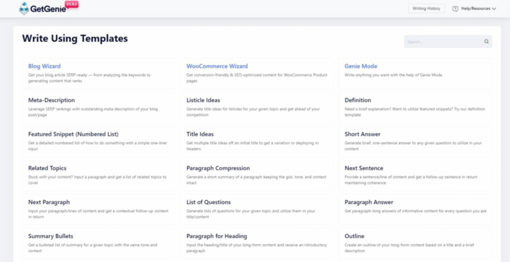 getgenie-interface GetGenie WordPress AI plugin
