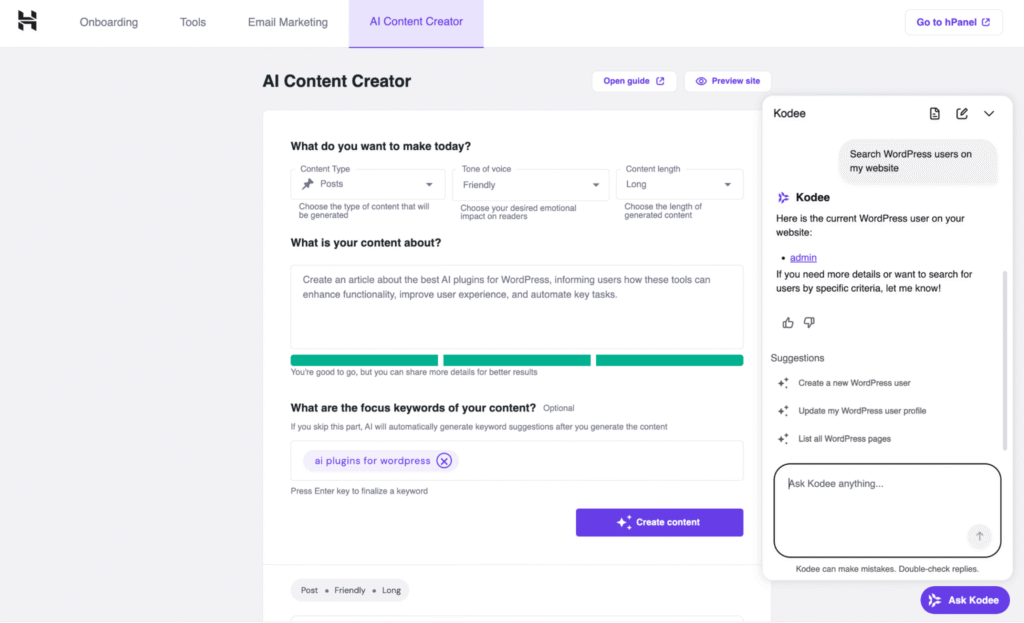 hostinger-ai-assistant-interface Hostinger AI Assistant WordPress AI plugin