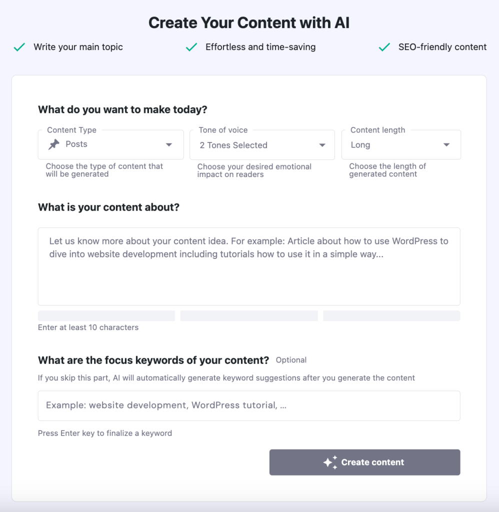 Hostinger AI content creator