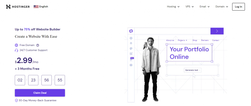 Hostinger Website Builder homepage