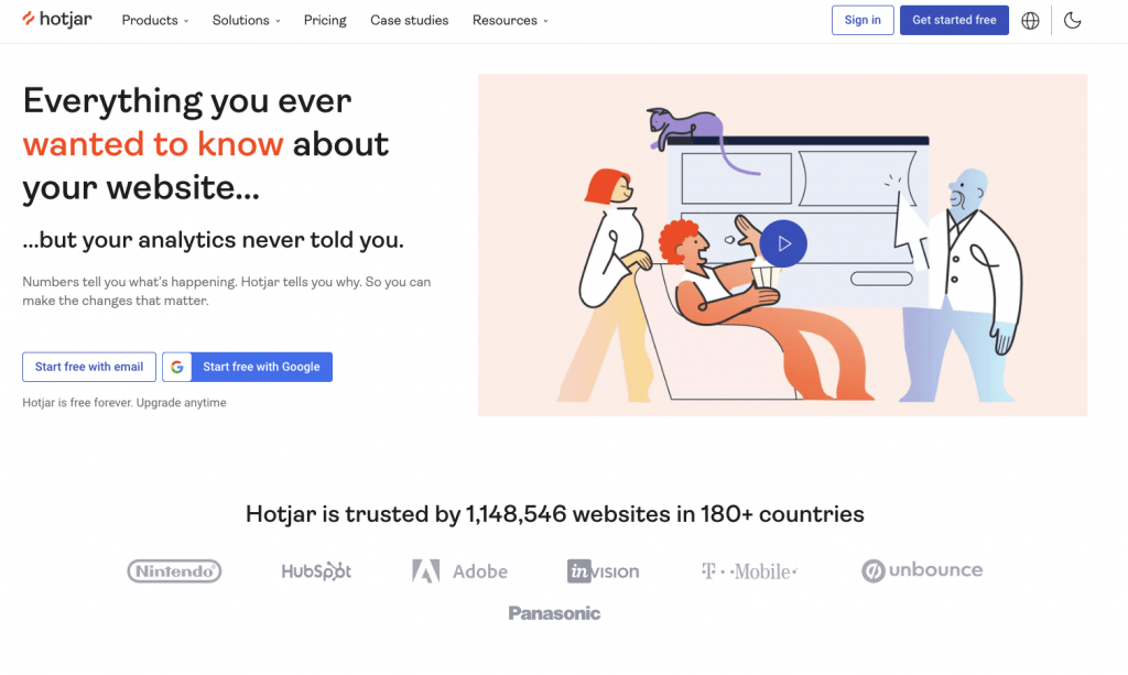 Landing page Hotjar 