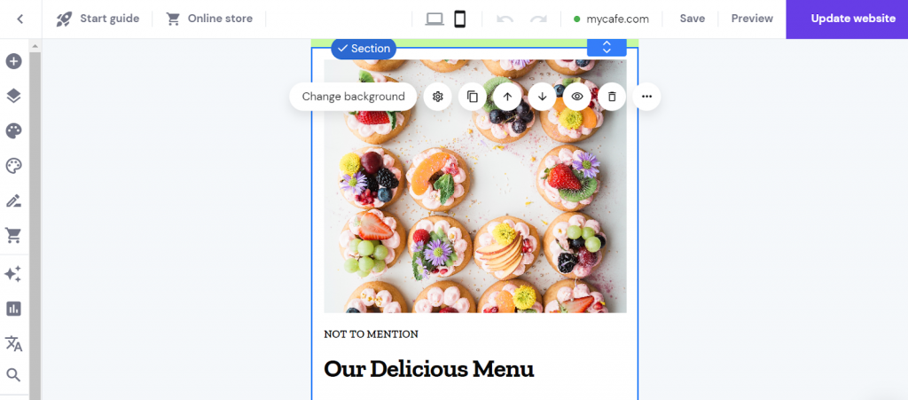 Hostinger Website Builder's mobile preview