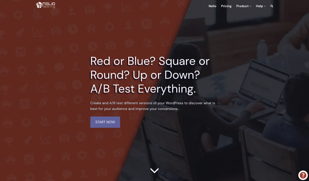 Nelio A/B testing landing page