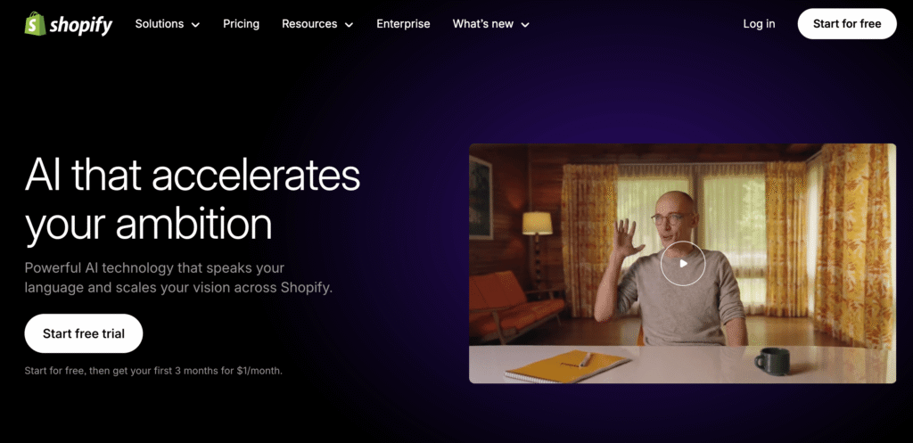 Homepage of Shopify Magic