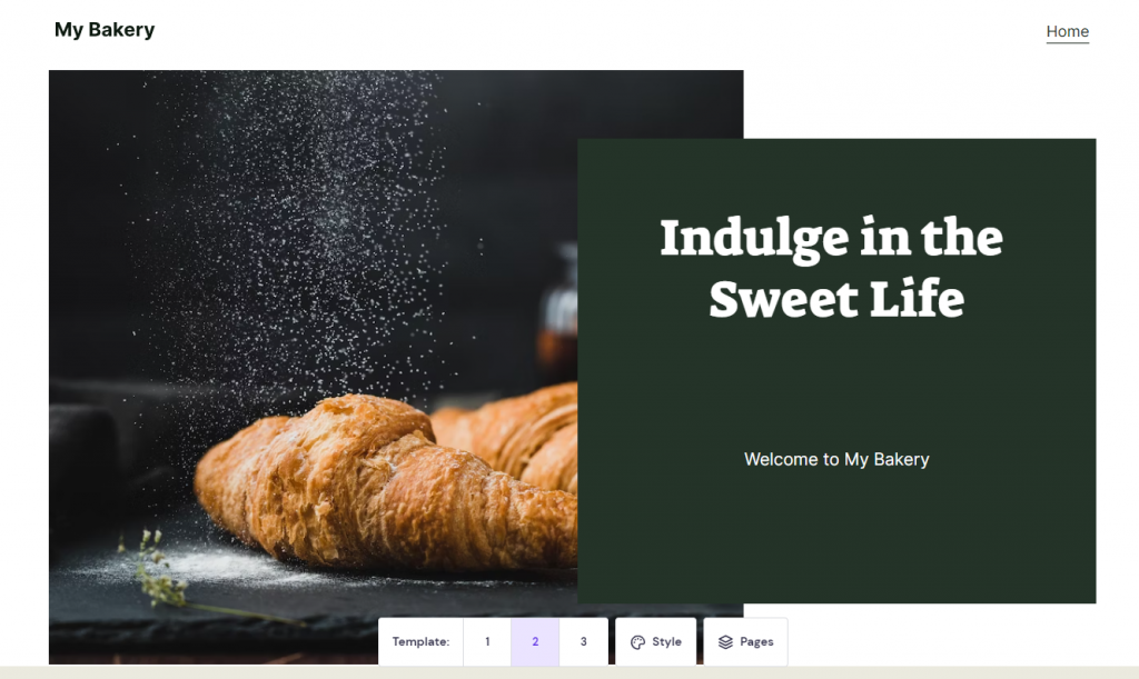 Website template generated with AI Builder