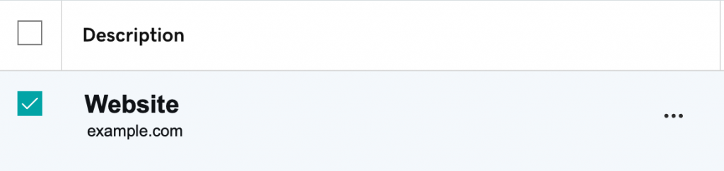 Illustration of a ticked checkbox next a GoDaddy product or domain name